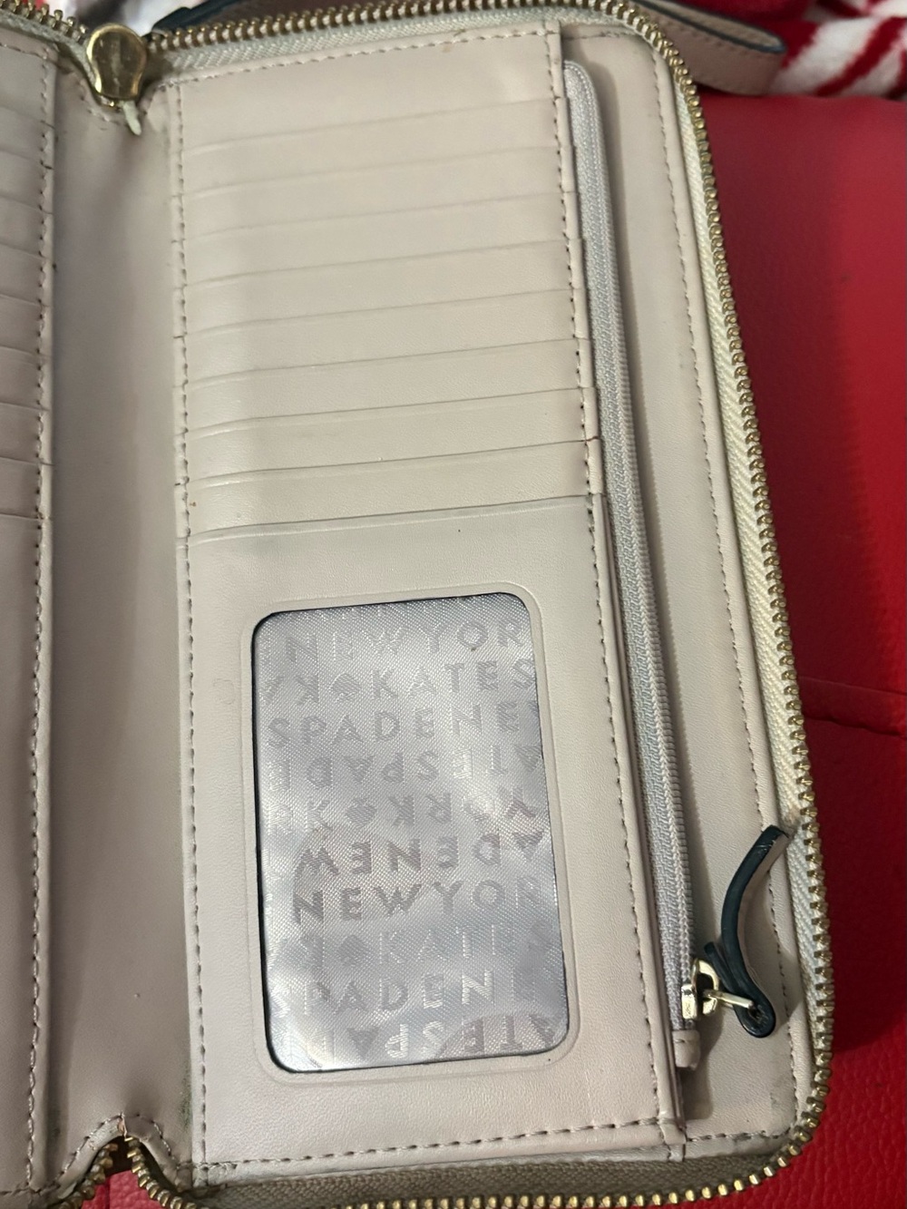 Kate Spade Grove Street Anita double-zippered wristlet wallet taupe - Picture 4 of 9